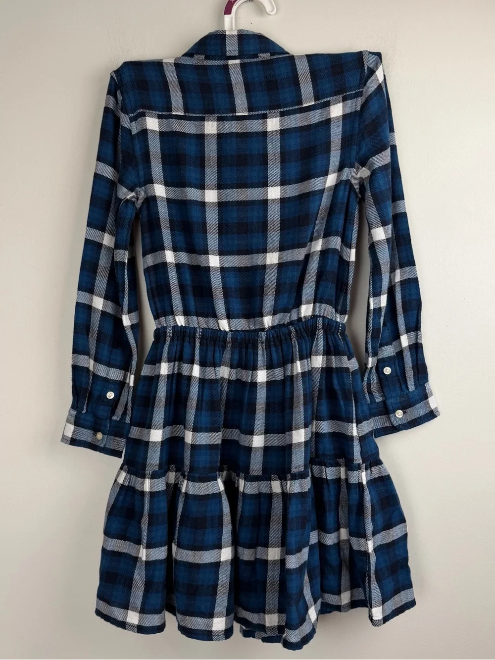 Polo Ralph Lauren Girls Size 6 Blue Plaid Flannel Tiered Shirt Dress Kids NWT